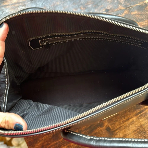 Vintage Dooney and Bourke zip zip satchel black leather Parasole rubber bottom - Picture 11 of 16